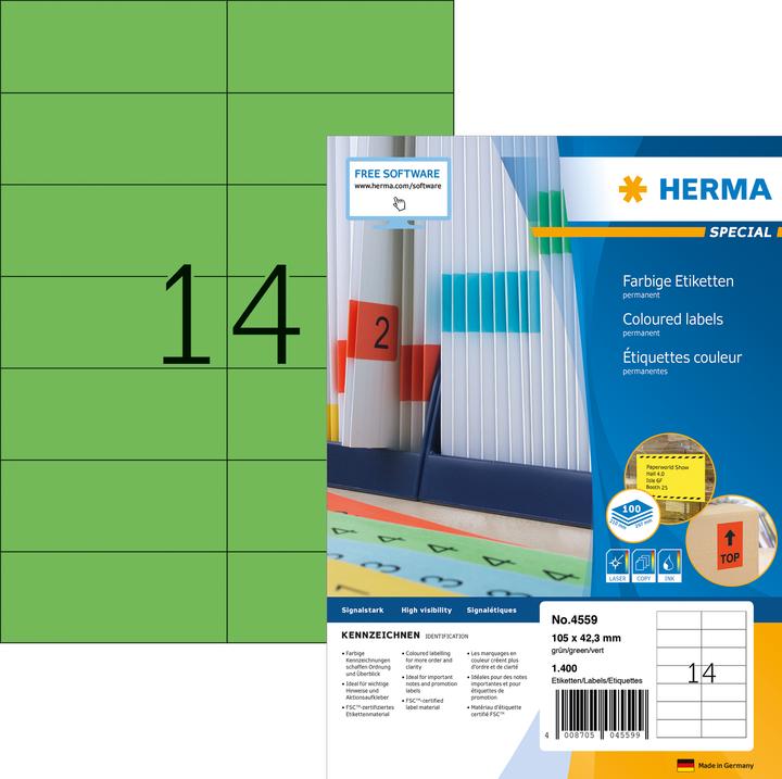 Produktbild HERMA Farbige Etiketten A4