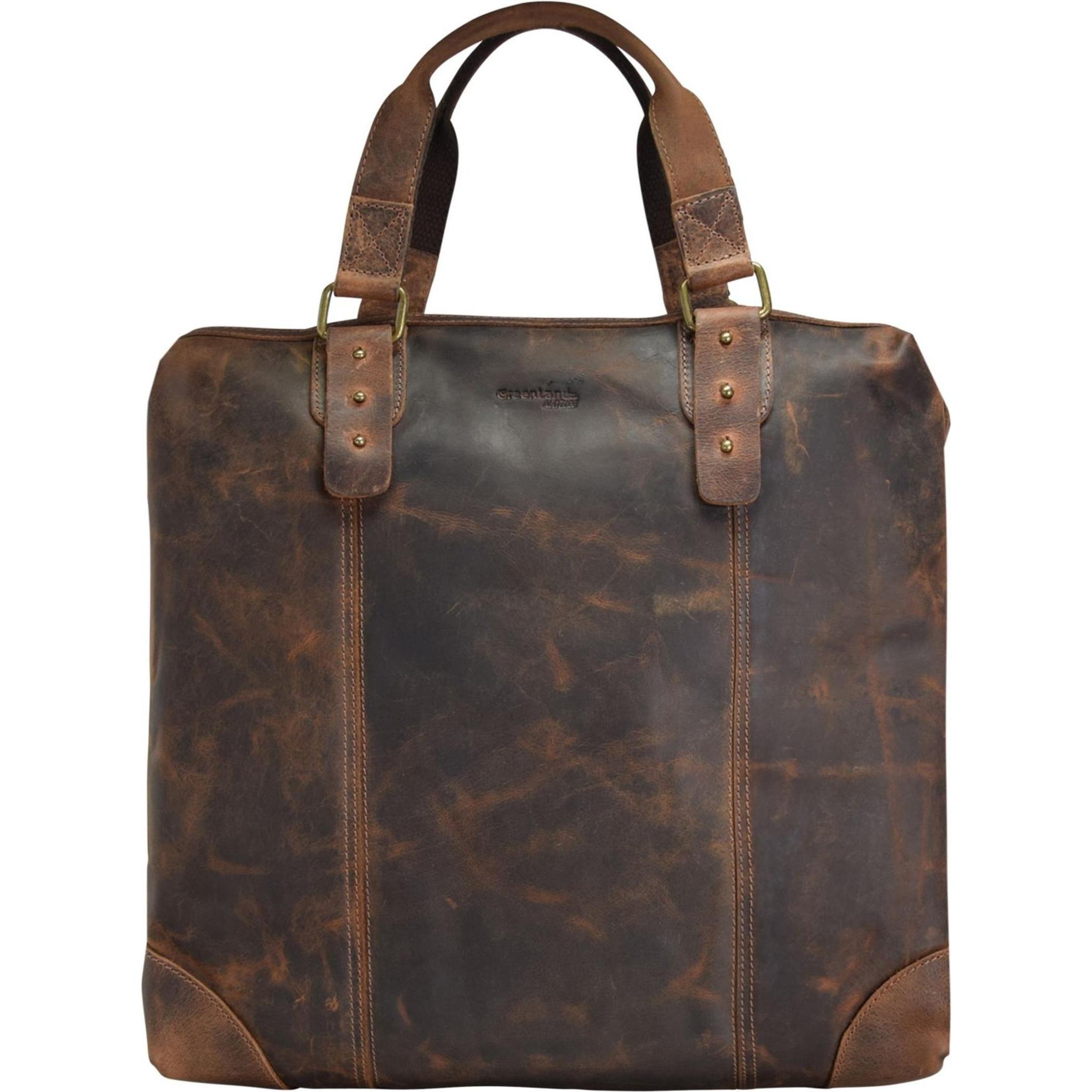 Greenland Nature, Tasche, Classic Handtasche Leder 37 cm, Braun, (19 l)