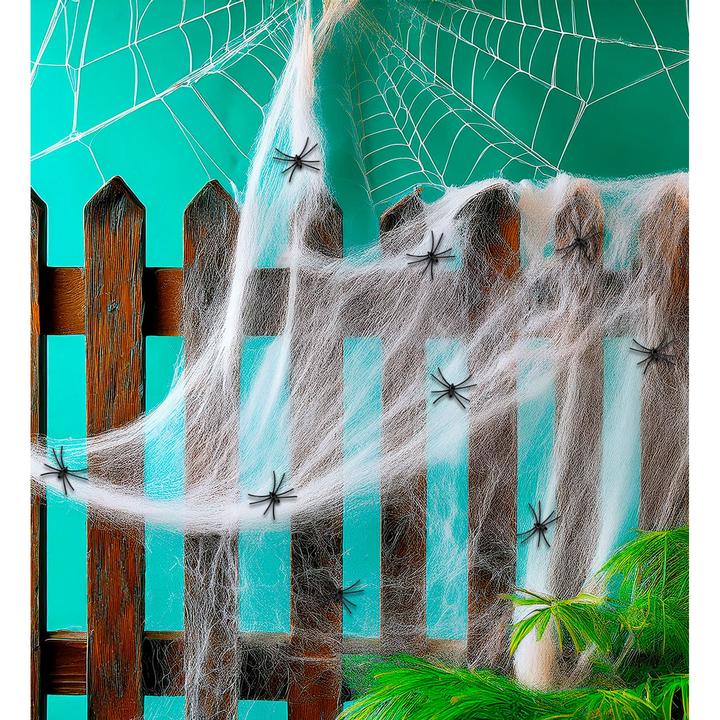 Actual product image Widmann 200g white spider web with 9 spiders (1 pcs.)