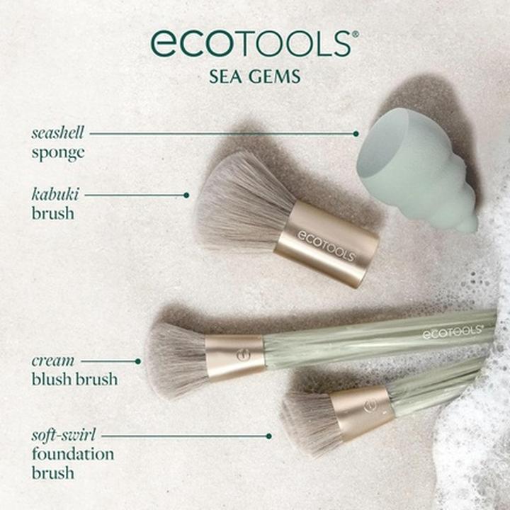 Immagine prodotto EcoTools Sea Gems Face Makeup Brush & Sponge Kit - 4 Piece Set