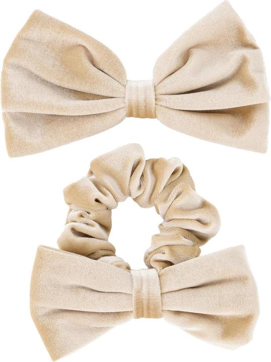 Produktbild Trisa Hair - Velvet Scrunchie & Bow Hair Clip Sand (Haargummi)