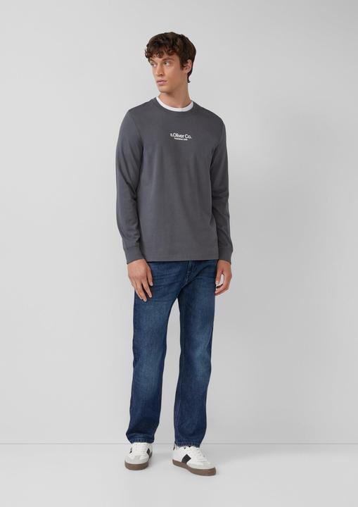Produktbild s.Oliver T-Shirt Longsleeve aus Baumwolle mit Rippbündchen und Logo (S)