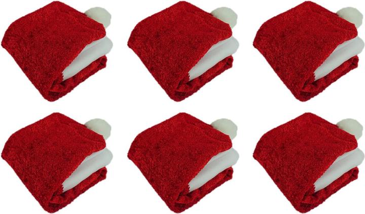 Actual product image Novaliv Christmas Chair Covers Set of 6 I Velvet I Red I Father Christmas Hat I Chair Covers Dining Room (65 x 48 x 65 cm)
