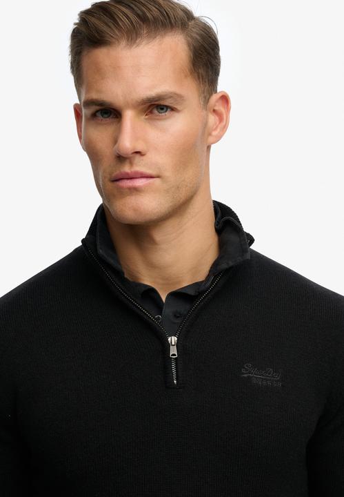 Produktbild Superdry Essential Strickpullover mit Halbreissverschluss und Stickerei (L)