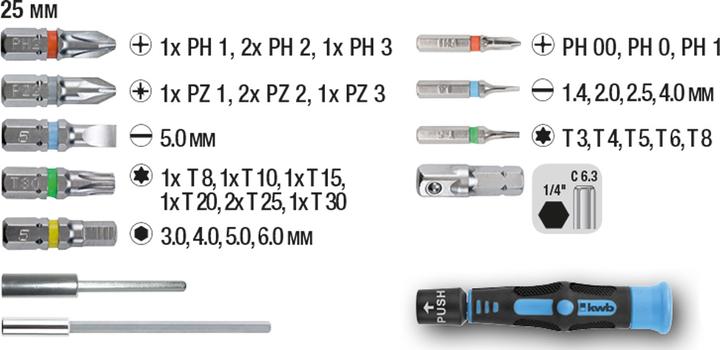 Actual product image kwb Bit Box 35-Piece With Belt Clip (1/4")