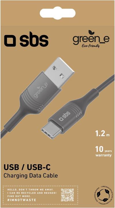 Produktbild SBS GreenLine USB zu USB-C Kabel 1,2m schwarz (1.20 m)