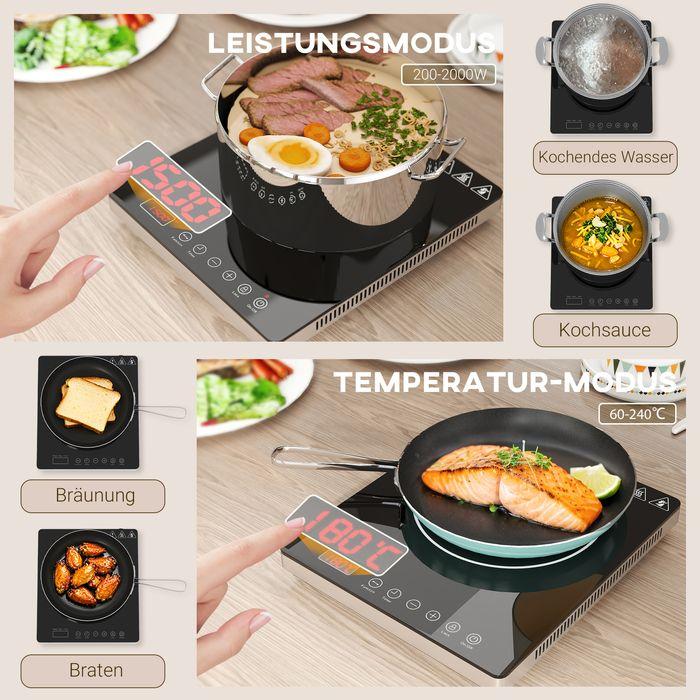 Produktbild Swisshandel24 Kochplatte, Induktionskocher mit 10-Stufen-Temperatur, Touchpanel, Schwarz