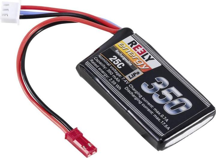 Image du produit Reely Modèle de batterie (LiPo) 7,4 V 350 mAh Nombre d'éléments : 2 25 C Softcase BEC (7.40 V, 350 mAh)