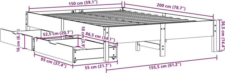 Produktbild vidaXL Bettgestell (150 x 200 cm)