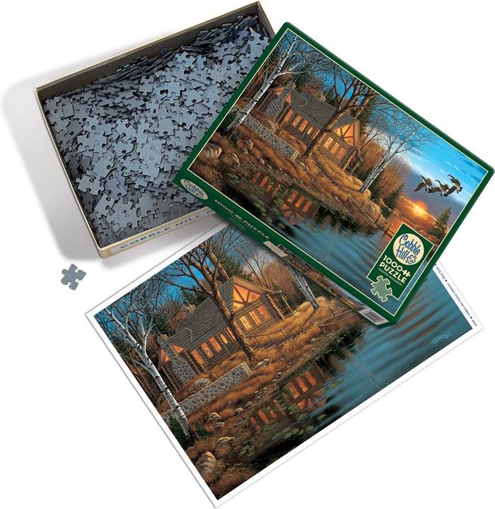 Actual product image Cobble Hill Log cabin by the lake 1000 parts (1000 pieces)