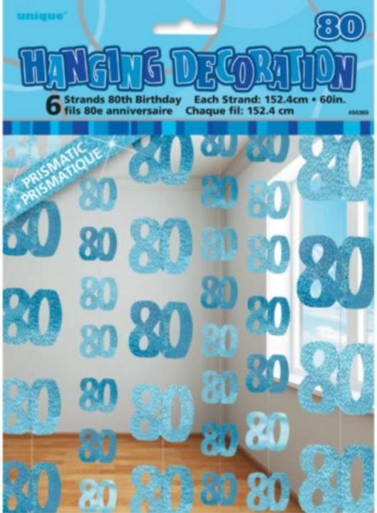 Actual product image Unique Party Hanging decoration with number 80 blue (6 pcs.)