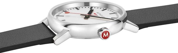 Actual product image Mondaine MSE.35110.LB Evo II Dames Horloge - Stationsklok - Saffierglas - Roestvrijstaal/Leer - Wit/Zilver/Zw (Swiss made, 35 mm)