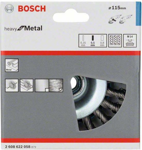 Actual product image Bosch Professional Zubehör PRO Metal heavy tapered brush, 115 x 0.5 mm, thread (plaited)