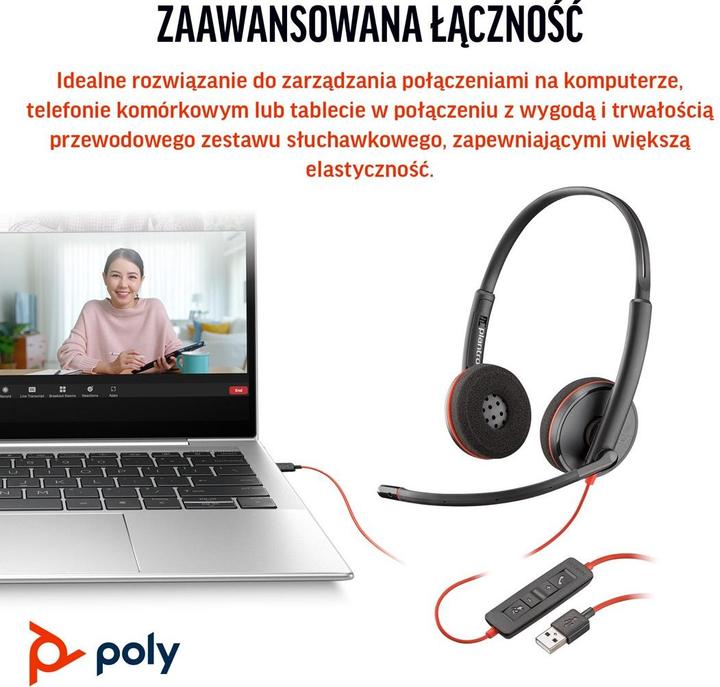 Actual product image Plantronics Poly 8X228AA / Blackwire 3220 Black Headset (Cable, USB-C)
