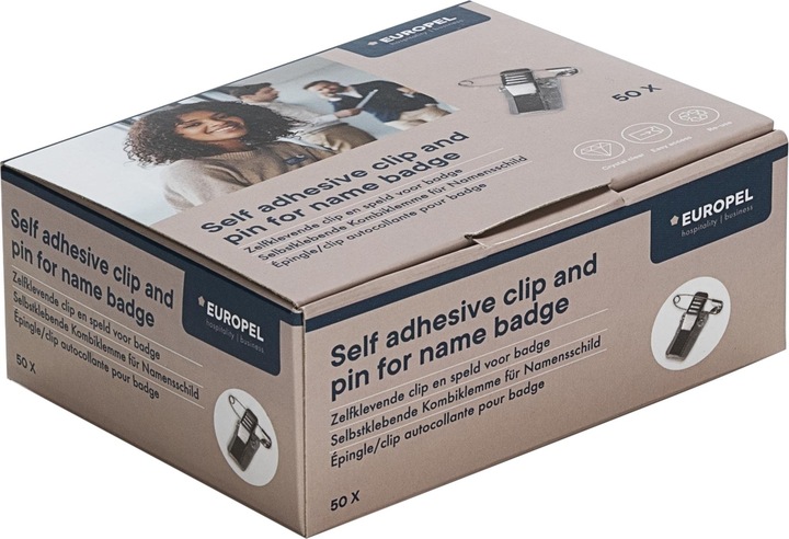 Immagine prodotto Europel Clip combinata, autoadesiva, 23 x 13 mm in plastica/metallo, per attaccare i portabadge