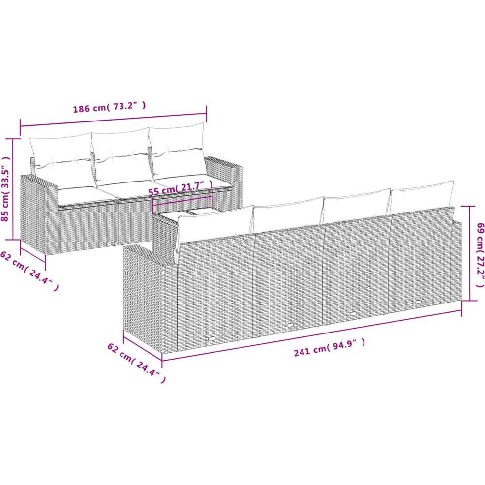Thumbnail - VidaXL, Gartenlounge, 10-tlg. Garten-Lounge-Set mit Kissen