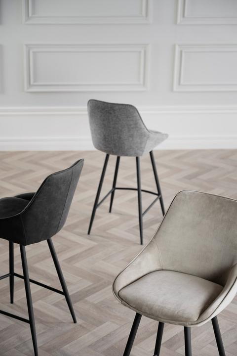 Actual product image Rowico Sina bar stool, dark grey microfibre