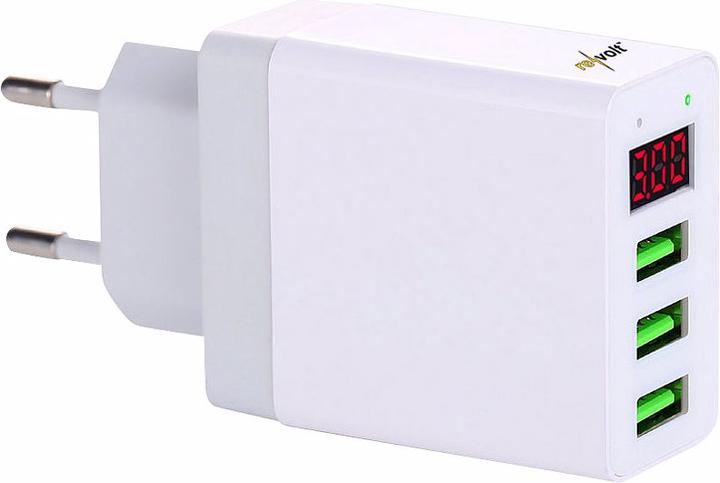 Produktbild Revolt 2er-Set Intelligentes 3-Port-USB-Wandnetzteil mit LED-Display