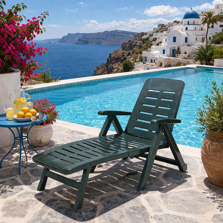 Actual product image Mojawo Rollbare Liege Klappliege Sonnenliege Gartenliege Kunststoff Grün (189 cm)