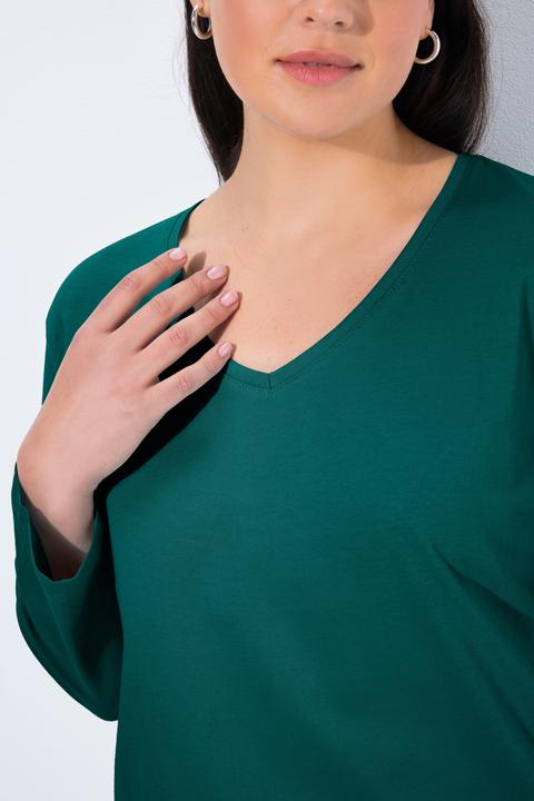 Produktbild Ulla Popken Shirt, V-Ausschnitt, Relaxed, Langarm (62)