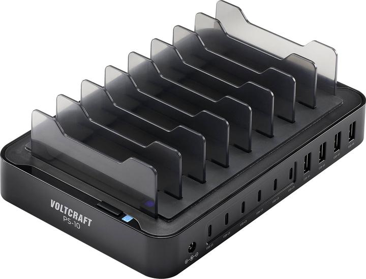 Image du produit Voltcraft Station de charge de bureau 120W Courant de sortie (max.) 3A Nombre de sorties : 10 x USB-A, USB-C®. (120 W, 10 ports)