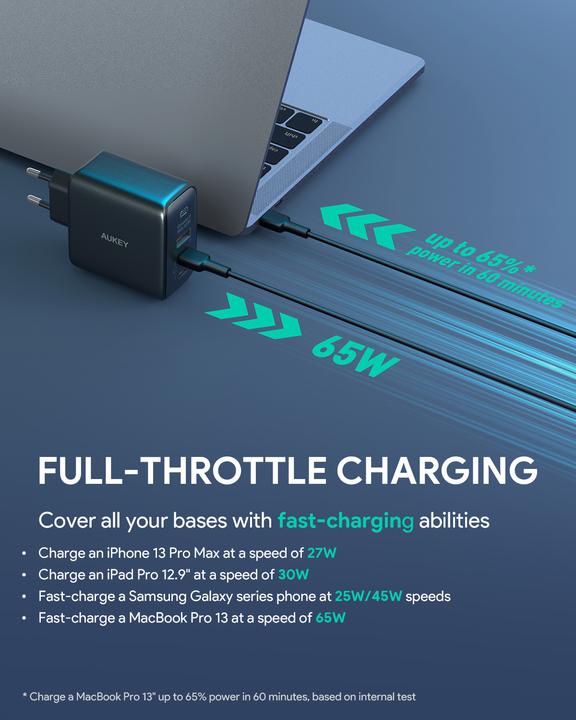 Image du produit Aukey OmniaMix II (65 W, 3 ports)