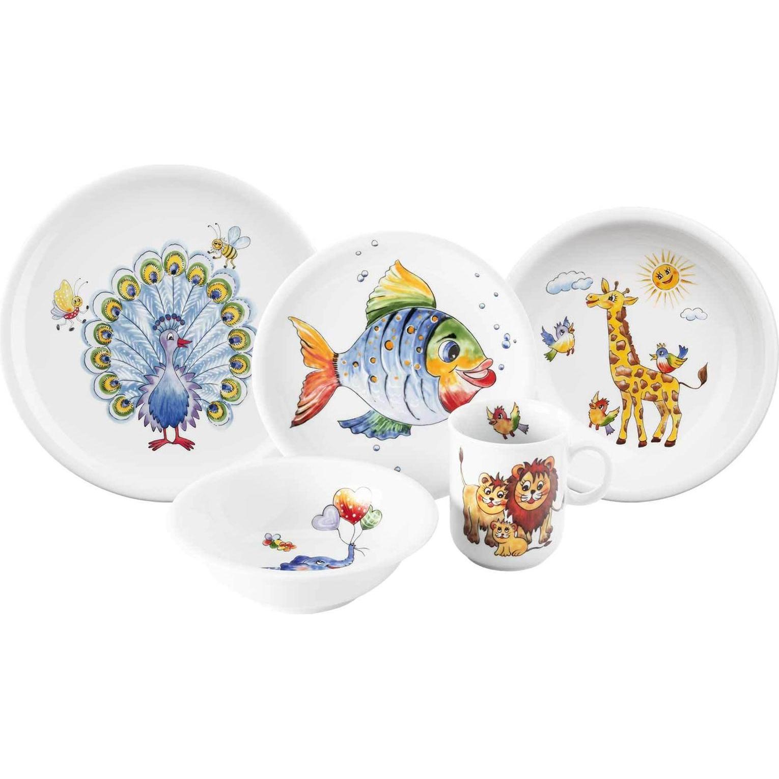 Seltmann, Kindergeschirr + Kinderbesteck, Compact Bunte Tierwelt Kindergeschirr Set