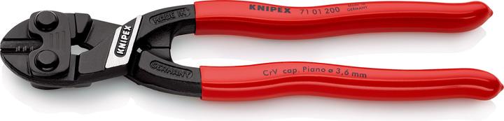 Image du produit Knipex Coupe-boulon compact DIN ISO 5743 L.200mm forme 0 droite sans encoche noir atram. Poignées K... (255 mm)