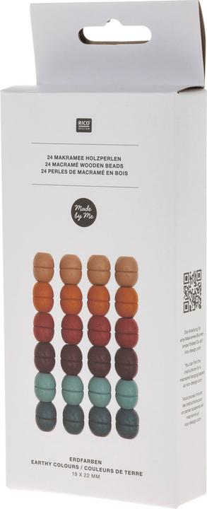 Actual product image Rico Design Wooden beads macramé earth colors, 24 pieces