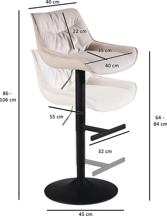 Immagine prodotto FineBuy Sgabello da bar Sgabello da cucina Sgabello in velluto Sgabello da bistrot Sgabello da bar girevole