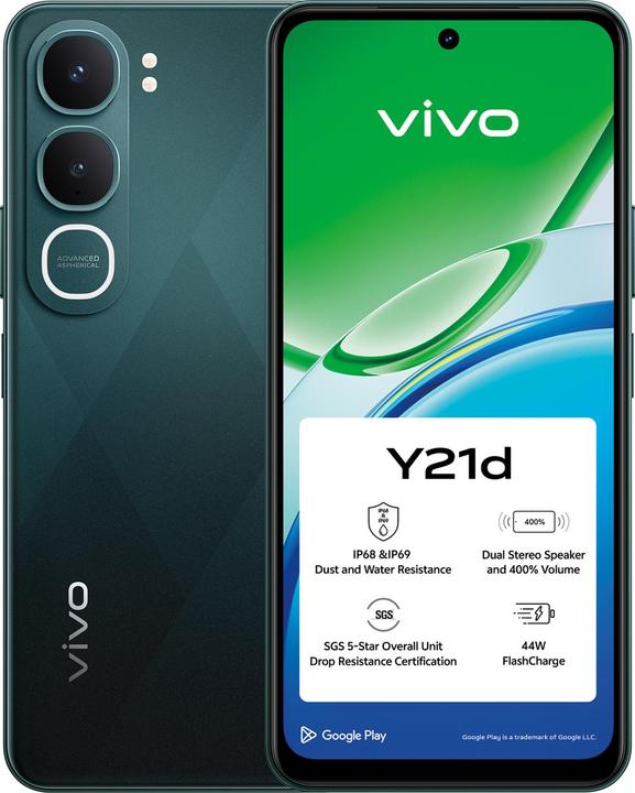 Actual product image Vivo Y21d (256 GB, Green, Jade Green, 6.68", 4G)