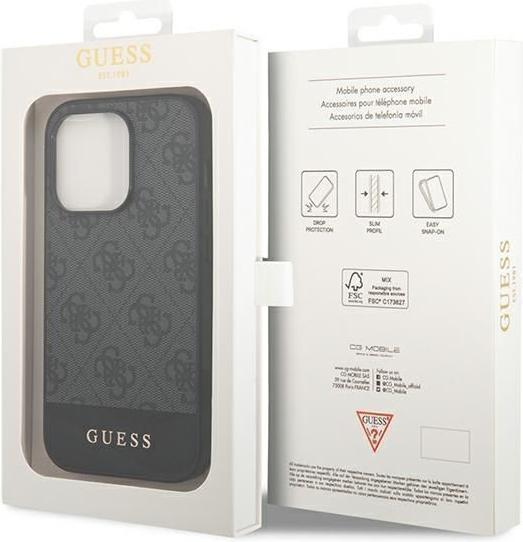 Image du produit Guess PU 4G Stripe Case pour Apple iPhone 14 Pro - gris (Apple iPhone 14 Pro)