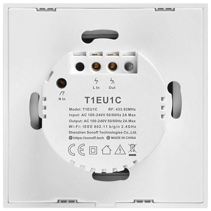 Immagine prodotto Sonoff Smart Switch WiFi + RF 433 T1 EU TX (1 canale)