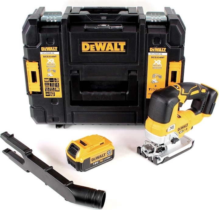 Immagine prodotto DeWalt DCS 334 NT Seghetto alternativo a pendolo a batteria 18V Brushless + 1x Batteria 4,0Ah + TSTAK -