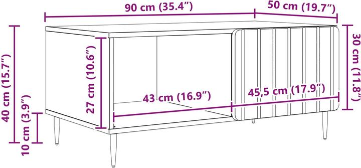 Produktbild vidaXL Moderner Couchtisch (90 x 50 x 40 cm)
