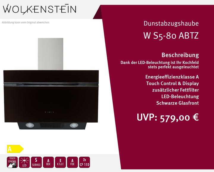 Productafbeelding Wolkenstein Kopffreihaube W S5-80 ABTZ BxT 80 x 38,6 cm schwarz (Wandkap)