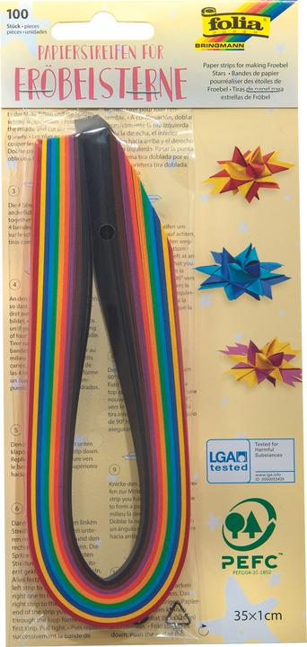 Actual product image Folia Clay Drawing Paper Folding Paper Strips for Froebel Stars (130 g/m², 100 x)