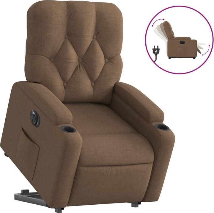 Immagine prodotto VidaXL Poltrona relax con ausilio per l'alzata Poltrona elettrica per la TV Poltrona in tessuto marrone