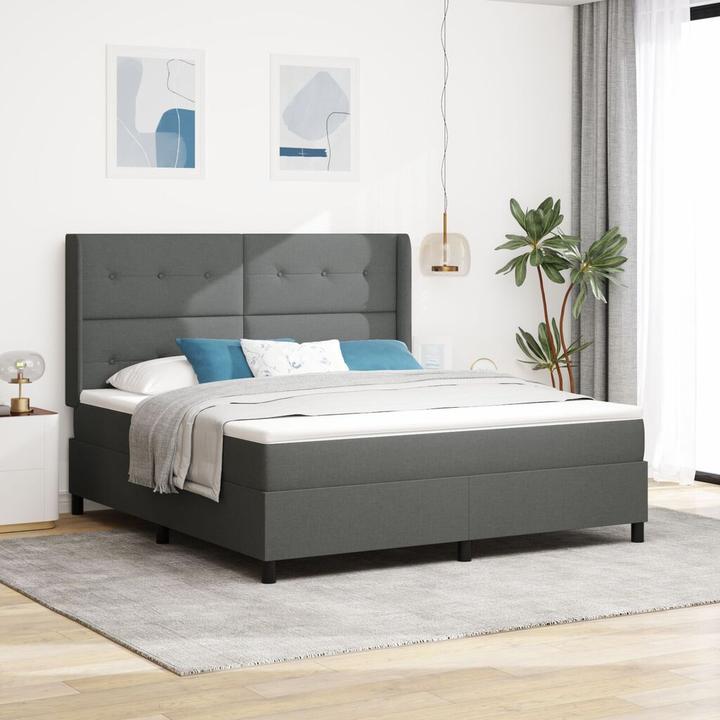 vidaXL Letto a molle con materasso in tessuto grigio scuro 180x200 cm (180 x 200 cm)
