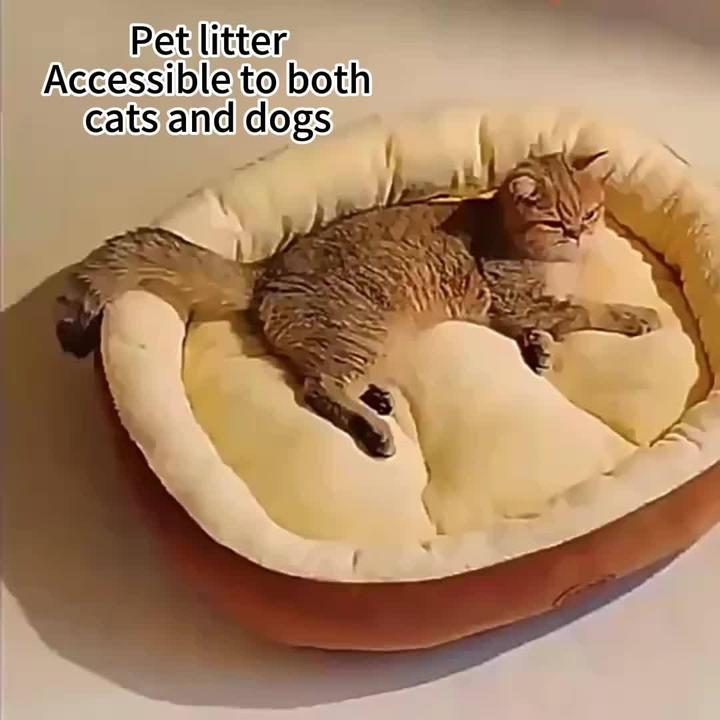 Produktbild Alopini Kuscheliges graues Plüschbett für Haustiere - grosses ovales Nest für Katzen und Hunde, warme (Katze, Hund)