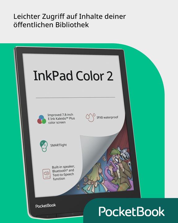 Produktbild PocketBook InkPad Color 2 (7.80", 32 GB, Moon Silver)
