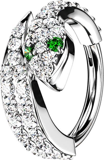 Immagine prodotto Star Piercing Anello a micro segmenti con serpente incernierato in argento e cristalli (Acciaio chirurgico 316L, senza ottone)