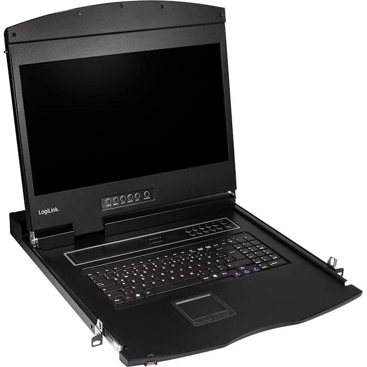 LogiLink KVM-Konsole mit 19" Bildschirm, HDMI, Full HD, USB-A, PS/2, QWERTZ, KVM Switch