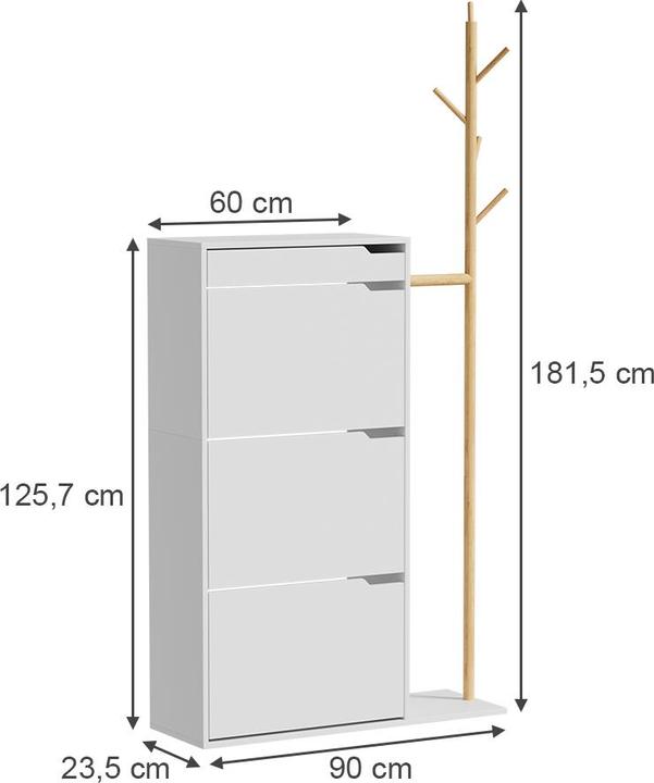 Produktbild Vicco Ivo mit 3 Fächern, 1 Schublade (90 x 30 x 181.50 cm)