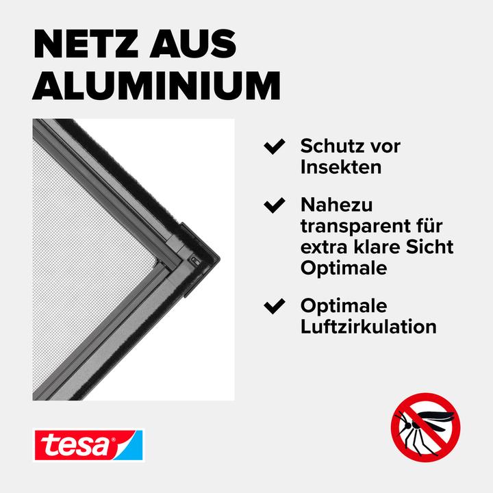 Actual product image tesa Insect screen aluminium COMFORT replacement roll, for windows & doors, without drilling (120 x 250 cm)