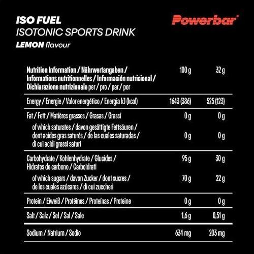 Nutritional values and ingredients Powerbar BlackLine Iso Fuel Isotonic Sports Drink (Lemon, 1 x)