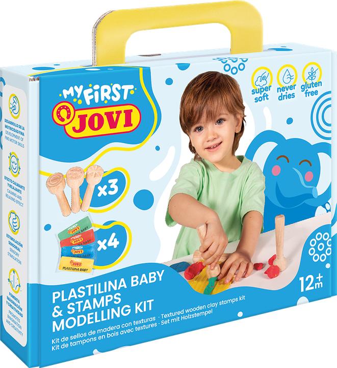 Immagine prodotto Jovi Plastilina Baby My First, Case with 4 bars modeling clay and 3 different wooden stamps