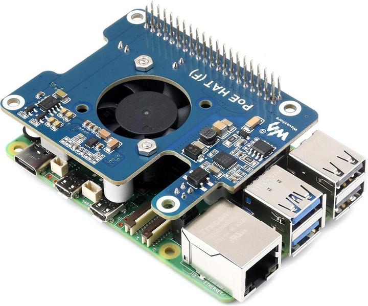 Produktbild WaveShare Raspberry Pi 5 POE Power over Ethernet HAT (F)