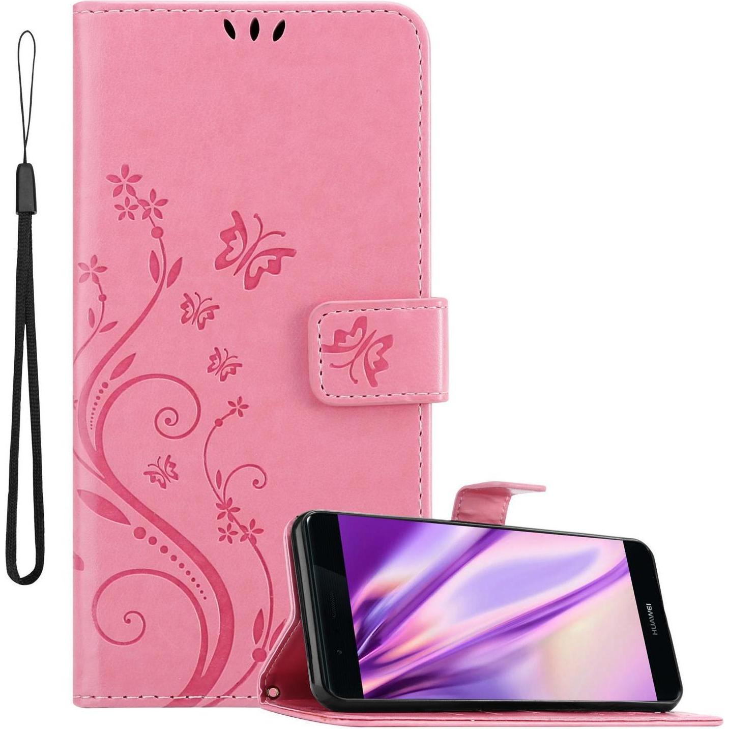 Thumbnail - Cadorabo Flower Book Cover (Huawei P9), Smartphone Hülle, Rosa