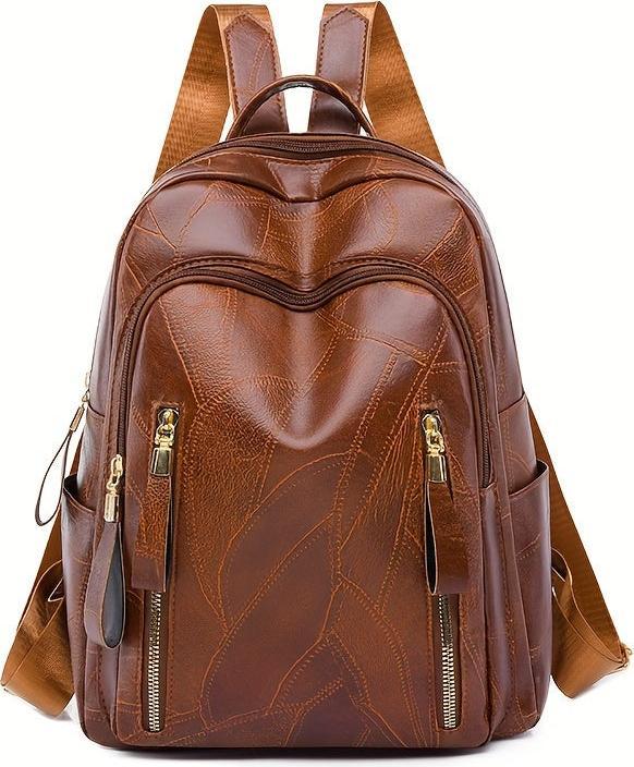 Only-Bags.Store Retro texturierte Rucksack, Mode PU Leder Daypack, lässig mehrschichtige Schultasche für Reisen (26 l)
